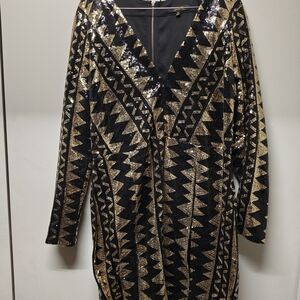 Black and Gold Sequin Dress
